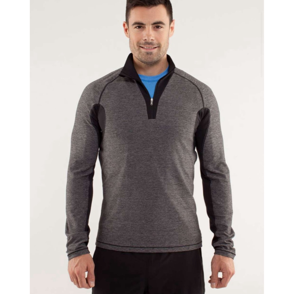Lululemon Blaze 1/2 Zip Mens XXL Shirt Long Sleeve Heathered Black Grey
